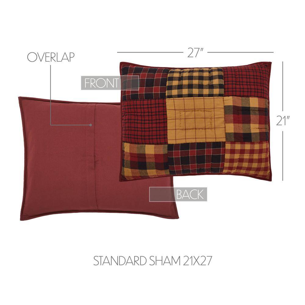 Connell Burgundy and Khaki Cotton Quilted Standard Sham
