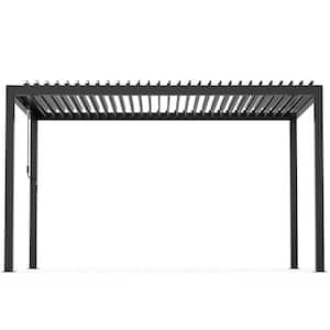 13 ft. x 10 ft. Black Aluminum Louver Pergola with 8640 Steel Louvers