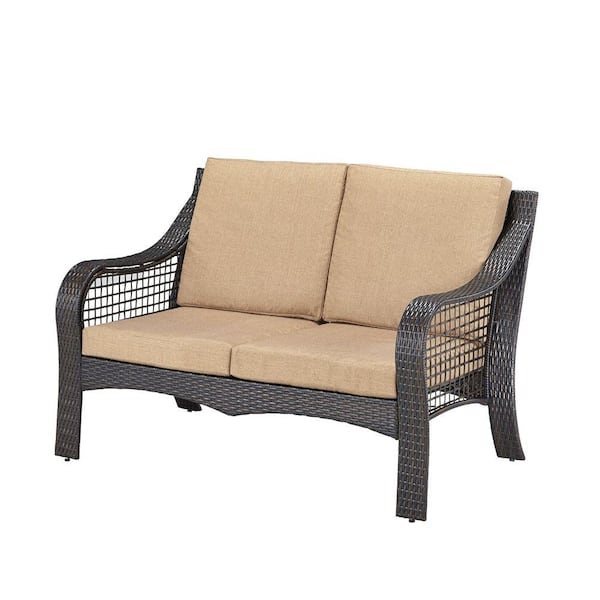 Home Styles Lanai Breeze Deep Brown Woven Patio Loveseat with Cushion