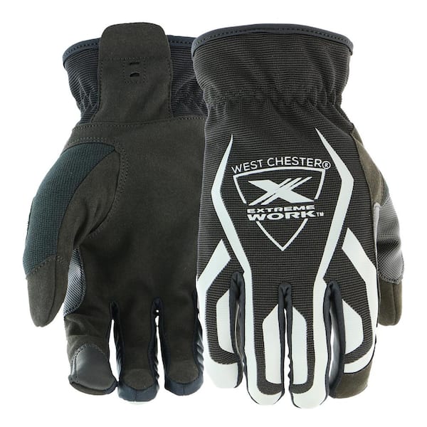 Extreme Work Medium Black/Gray Multi-Purpose Performance Synthetic Leather Work Glove with Touch Screen Capability
