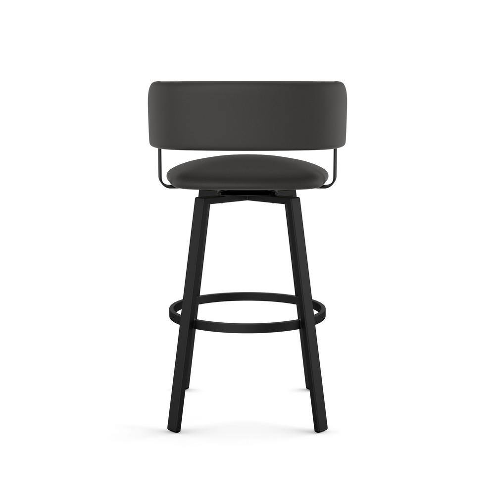Textured Black Metal Swivel Counter Stool with Faux Leather Seat
