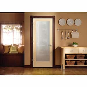 24 in. x 80 in. Right Hand Recipe Pantry Frosted Glass Unfinished Wood Single Prehung Interior Door