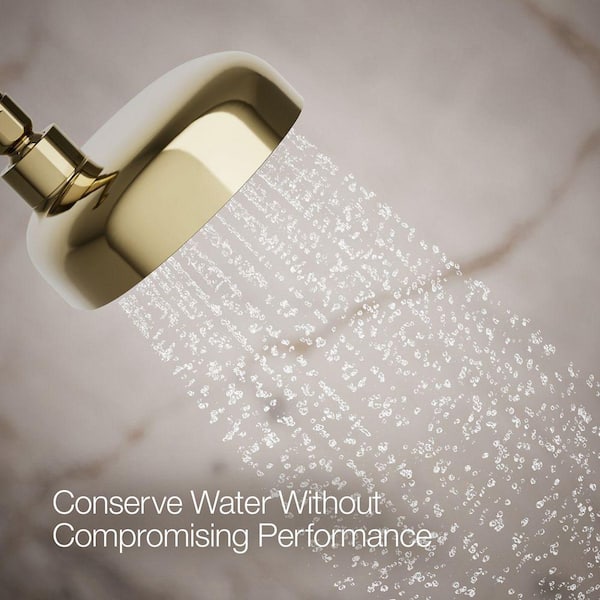 KOHLER Statement 3-Spray Patterns 7.94 in. Wall Mount Fixed Showerhead in Vibrant French Gold