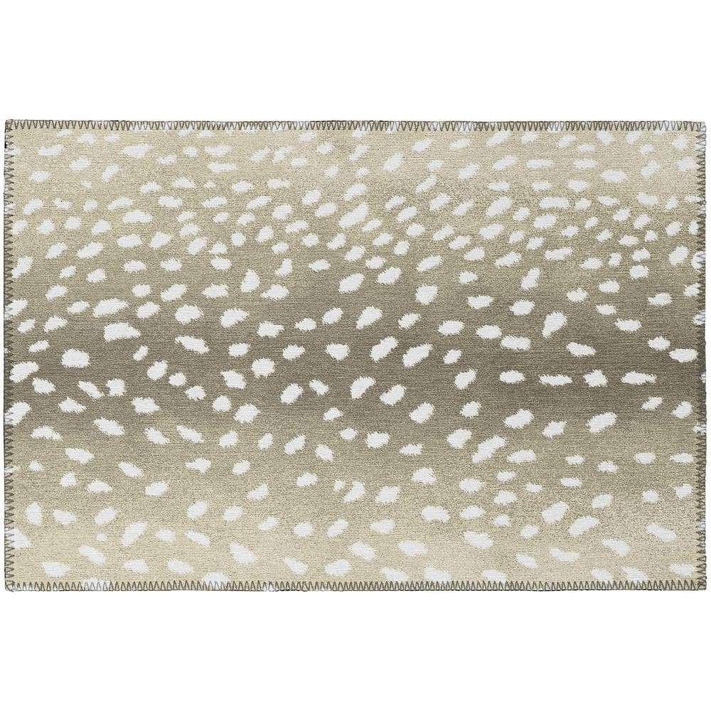Safari Beige 1 ft. 8 in. x 2 ft. 6 in. Indoor/Outdoor Washable Indoor/Outdo