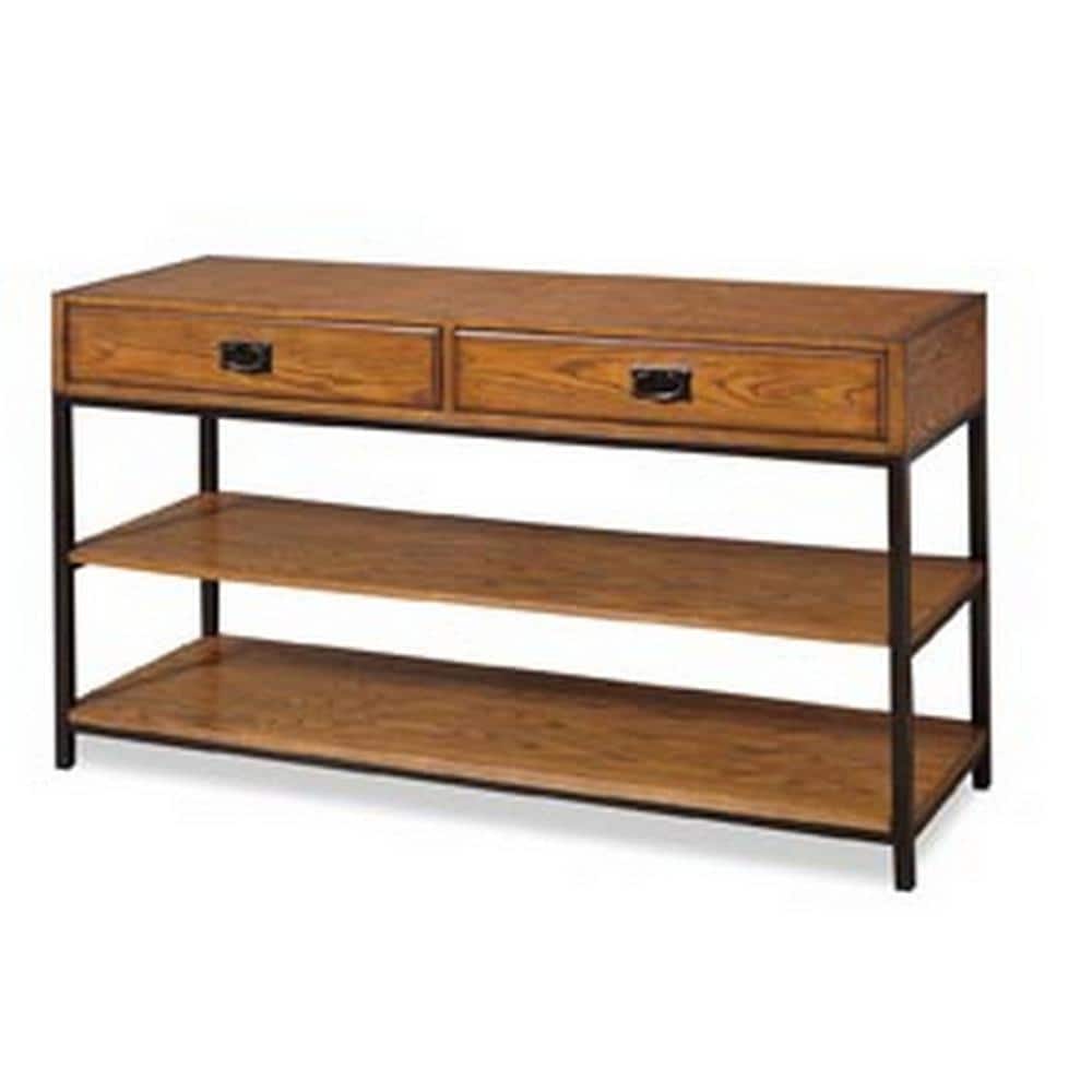 Distressed Oak and Metal 3-Piece Entertainment Center