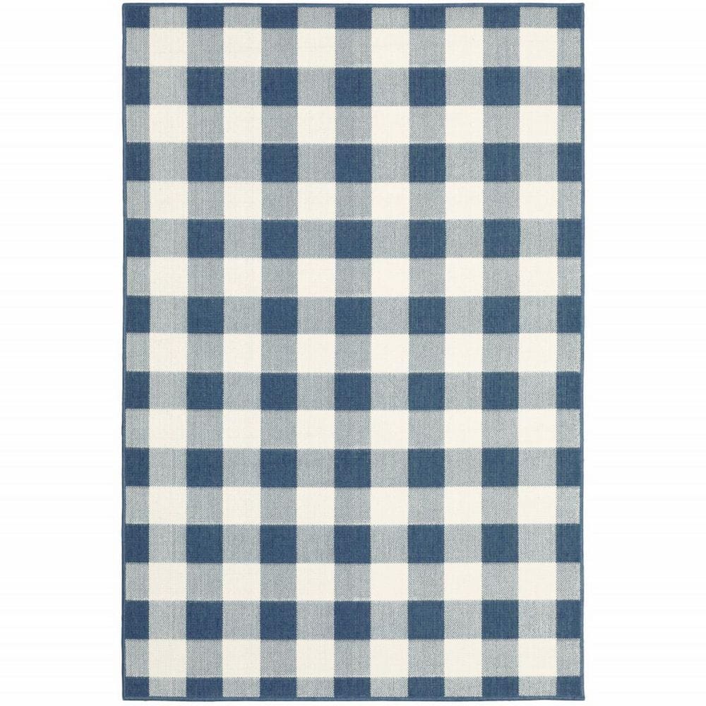 Blue, Ivory 8 ft. x 11 ft. Loomed Geometric Polypropylene Rectangle Indoor/Outdoor Area Rug price history on PriceWatchPro