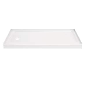 Classic 500 60 in. L x 32 in. W Alcove Shower Pan Base with Left Drain in High Gloss White
