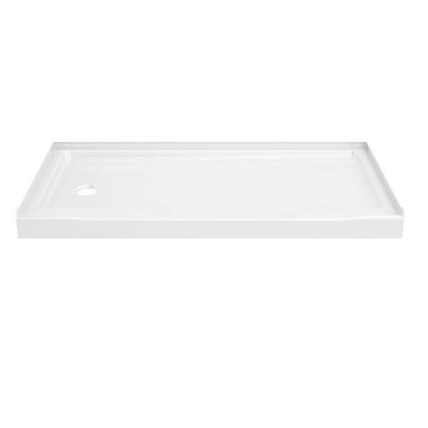 Delta Classic 500 60 in. L x 32 in. W Alcove Shower Pan Base with Left ...