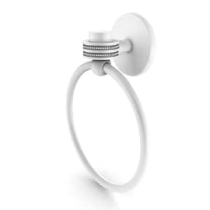 Satellite Orbit One Collection Towel Ring with Dotted Accent in Matte White