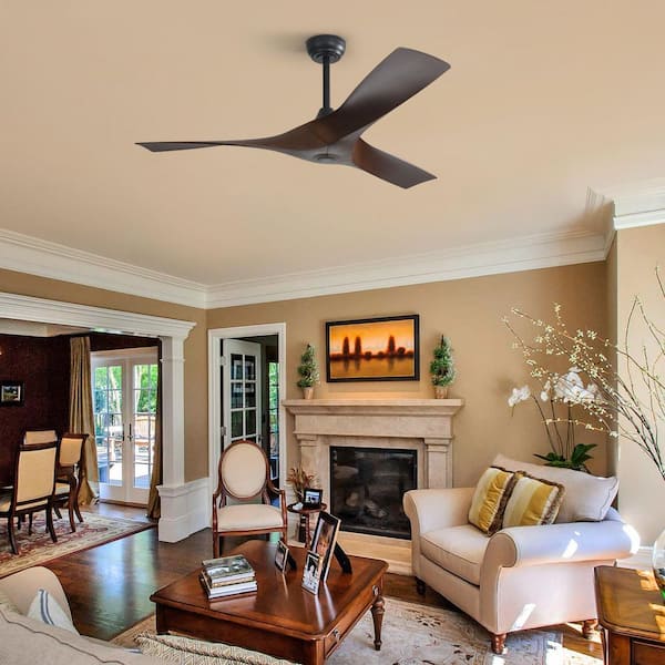 52 in. Indoor/Outdoor Ceiling Fans without Light, 6-Speed, Quiet DC Motor, Timer(Black)