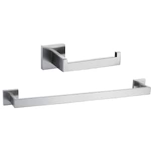 Wall Mounted 2 -Piece Bath Hardware Set Towel Bar Toilet Paper Holder Set with Mounting Hardware in Brushed Nickel