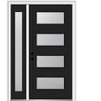 51 in. x 81.75 in. Celeste Frosted Glass Right-Hand Inswing 4-Lite Eclectic Painted Steel Prehung Front Door w/ Sidelite