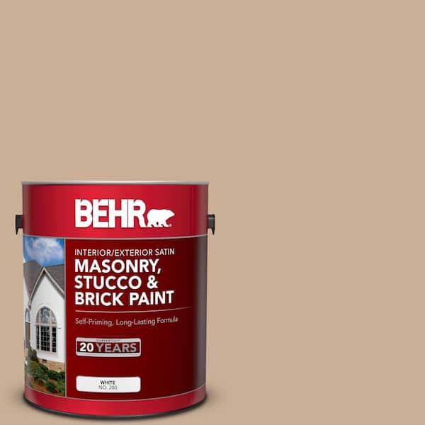 BEHR 1 gal. #N260-3 Polo Tan Satin Interior/Exterior Masonry, Stucco and Brick Paint