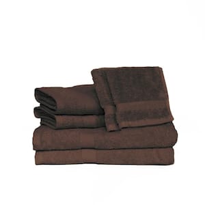 Deluxe 6-Piece Chocolate Solid Cotton Bath Towel Set
