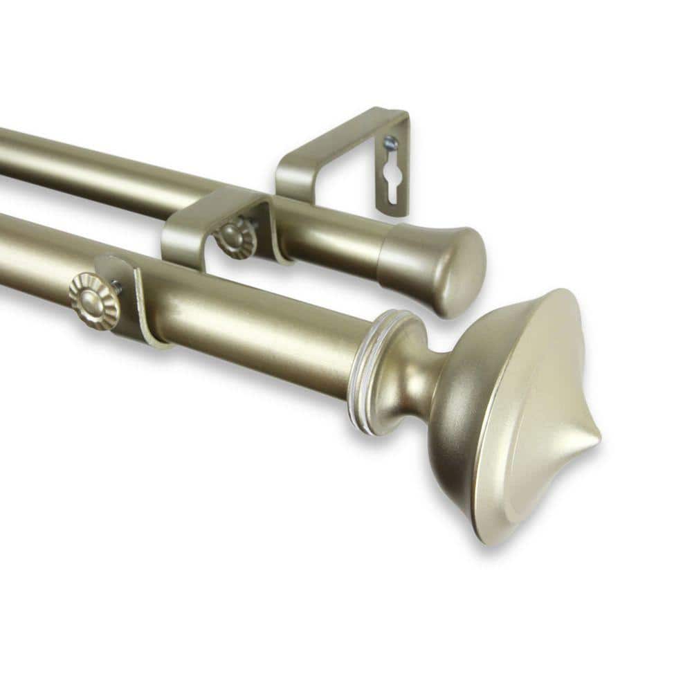 48 in. - 84 in. Telescoping 1 in. Double Curtain Rod Kit in Light Gold with Leopold Finial price history on PriceWatchPro