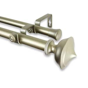 48 in. - 84 in. Telescoping 1 in. Double Curtain Rod Kit in Light Gold with Leopold Finial