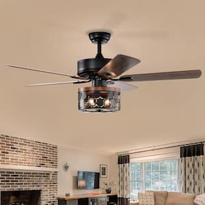 52 in. Indoor Matte Black Modern Ceiling Fan with Remote Control, 5 Reversible Blades and AC Motor, No Bulb