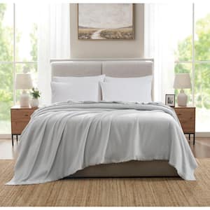 Woven Grey Oversized Throw Blanket, 106 in. x 94 in.