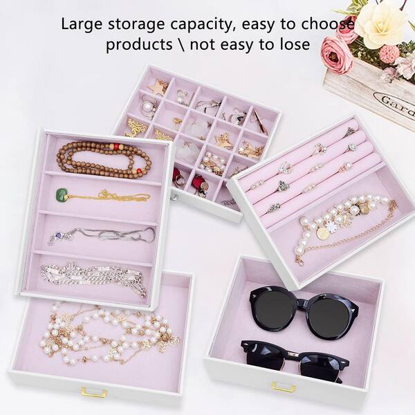 Angel Sar Huge Jewelry Box Organizer with Mirror, Large Leather