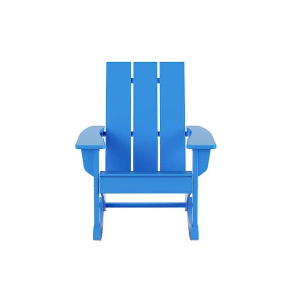 Shoreside Pacific Blue Plastic Modern Adirondack Outdoor Rocking Chair