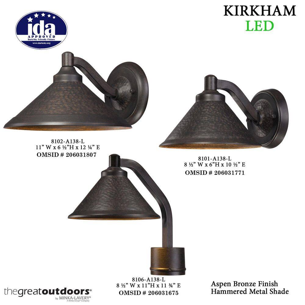 Aspen Bronze Dimmable Outdoor Wall Light, 13" Direct Wired