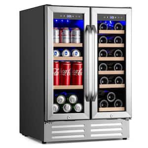 Dual Zone 24 in.18-Bottle Wine and 88-Can Built-In and Freestanding Beverage Cooler, Stainless Steel
