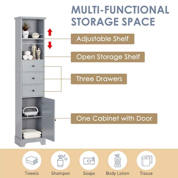 Multi-functional Corner Cabinet Tall Bathroom Storage Cabinet