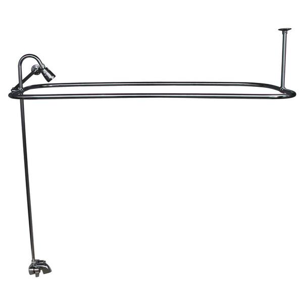 Pegasus 2-Handle Claw Foot Tub Faucet with Riser 54 in. Rectangular Shower Ring and Side Wall Support in Polished Chrome