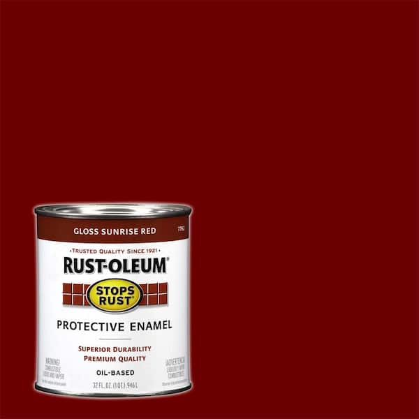 Rust-Oleum Stops Rust 1 qt. Protective Enamel Gloss Sunrise Red Interior/Exterior Paint (2-Pack)