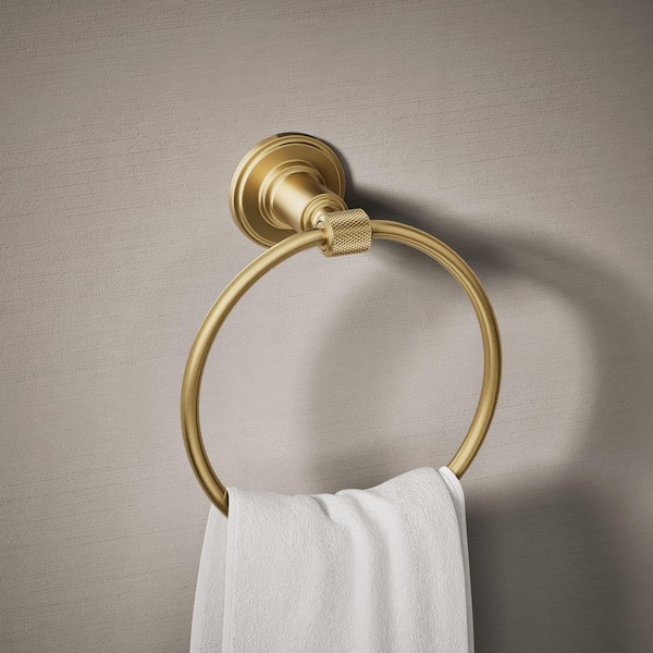 Torrington Wall Mounted Towel Ring in Vibrant Brushed Moderne Brass