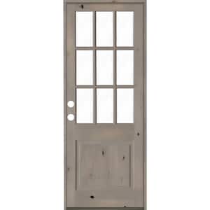 36 in. x 96 in. Knotty Alder 2-Panel Right-Hand/Inswing Clear Glass gray Stain Wood Prehung Front Door