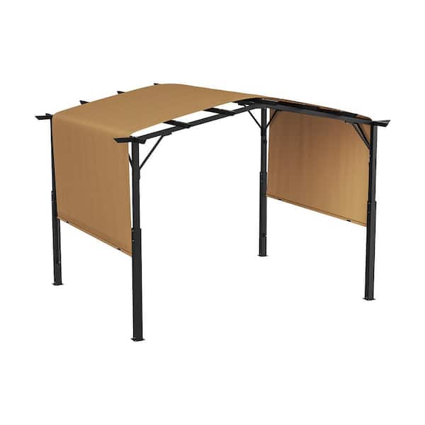 12 ft. x 10 ft. Outdoor Pergola, Arched Top Metal Pergola, Retractable Pergola with Sun Shade Canopy