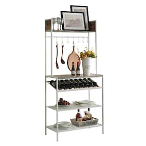 SignatureHome White/Red Tile Finish 5-Shelf Metal Frame 15  in.in. W in. Baker's Rack. Dimension (30Lx15Wx65H)