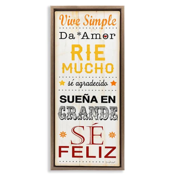 Stupell Industries Live and Laugh Motivational by Jennifer Pugh Brown Floater Frame Typography Graphic Art Print 25 in. x 11 in.