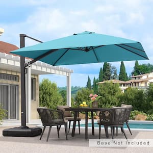 10 ft. Square Patio Umbrella Aluminum Large Cantilever Umbrella for Garden Deck Backyard Pool in Turquoise Blue