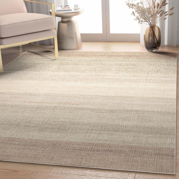 Beige Brown 5 ft. 3 in. x 7 ft. 3 in. Flat-Weave Abstract Sunset Vintage Gradient Area Rug