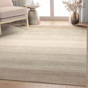 Beige Brown 7 ft. 7 in. x 9 ft. 10 in. Flat-Weave Abstract Sunset Vintage Gradient Area Rug