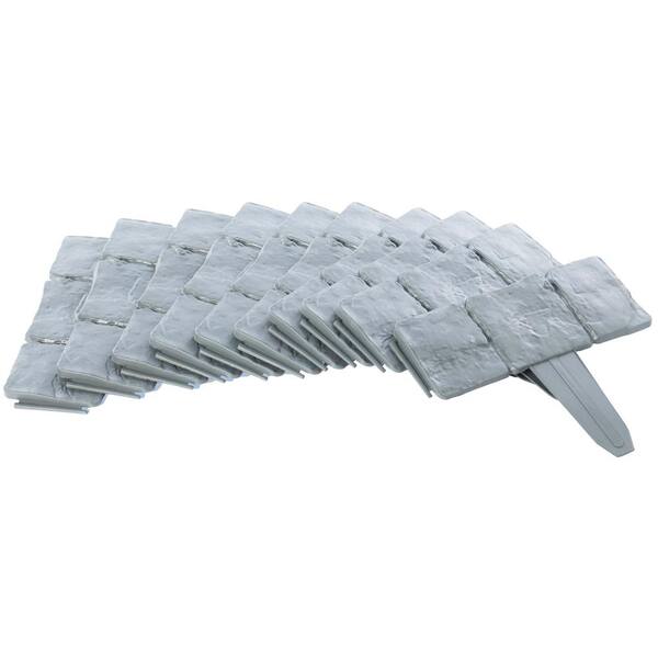 Gardenised 0.75 ft. Cobbled Stone Outdoor Lawn Edging Gate Interlocking Stakes (10-Pack)