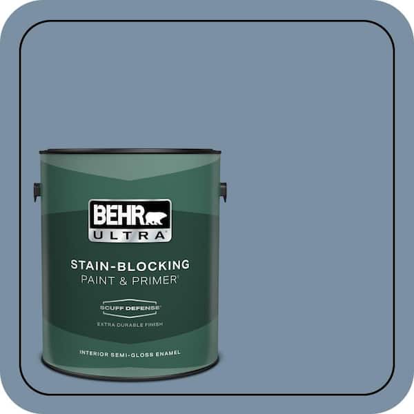 BEHR ULTRA 1 gal. #S510-4 Jean Jacket Blue Extra Durable Semi-Gloss Enamel Interior Paint & Primer