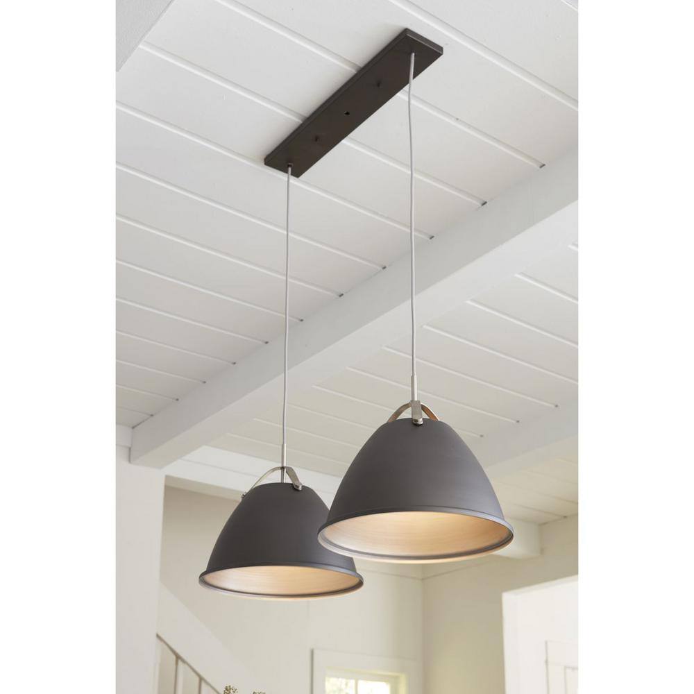 Graphite and Silver 15" Steel Pendant Light