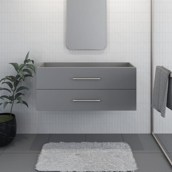 VOLPA USA AMERICAN CRAFTED VANITIES Napa 48 in. W x 20 in. D x 21 in. H Single Sink Bath Vanity Cabinet without Top in Gray, Wall Mounted