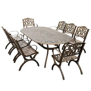 Bronze 9-Piece Aluminum Outdoor Oval Dining Height Outdoor Dining Set
