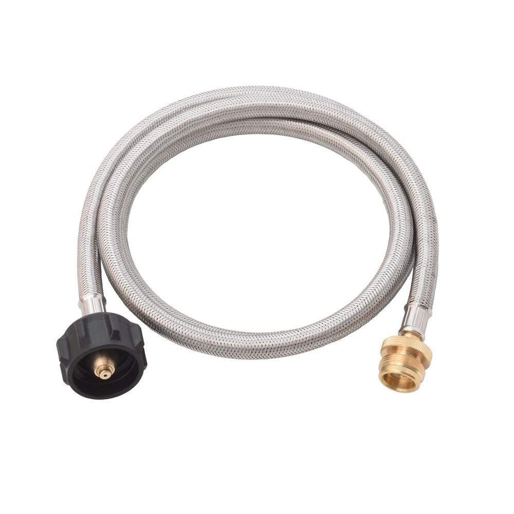 5-Foot Steel Braided Propane Adapter Hose with Brass Fittings