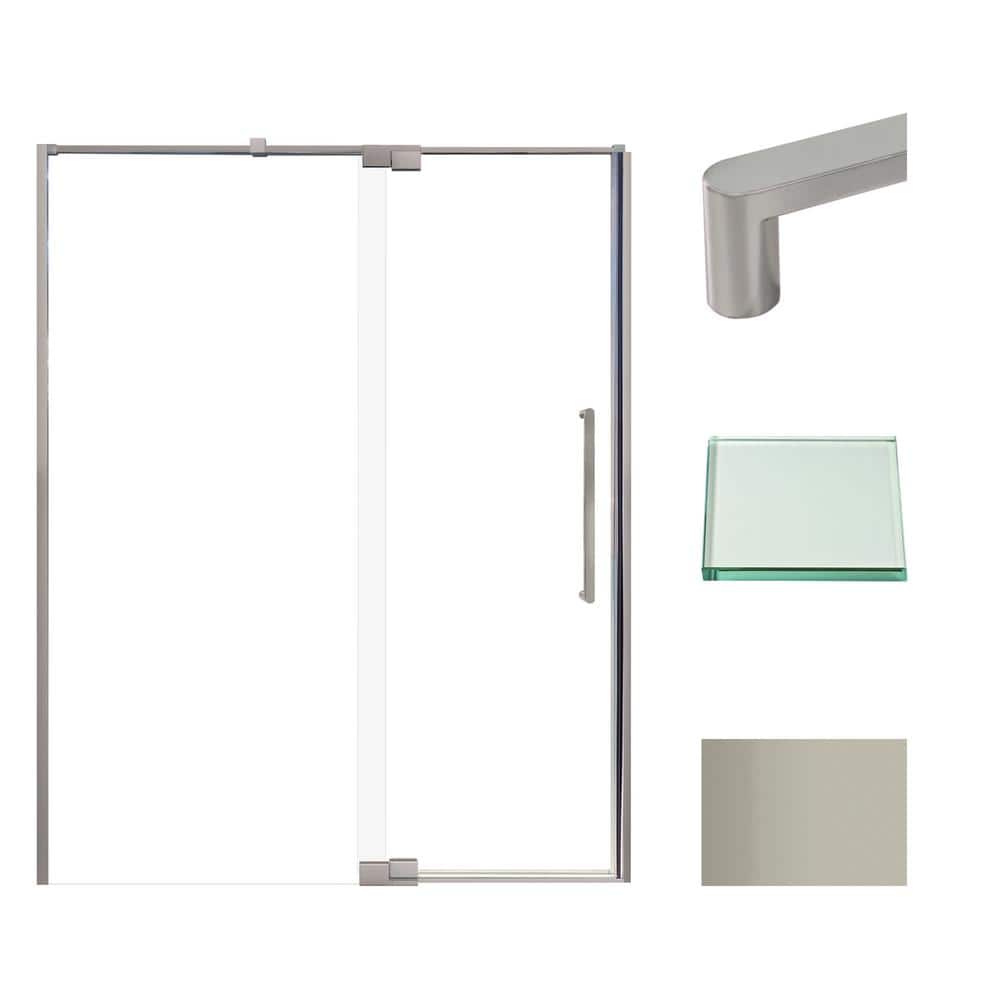 Irene 60 in. W x 76 in. H Pivot Semi-Frameless Shower Door in Brushed Stainless with Clear Glass price history on PriceWatchPro