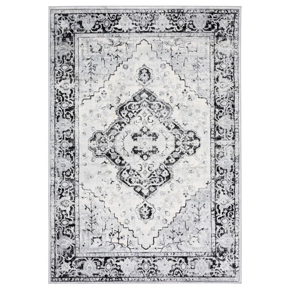 Brentwood 5 ft. x 8 ft. Black/Ivory Diamond Medallion Border Area Rug price history on PriceWatchPro