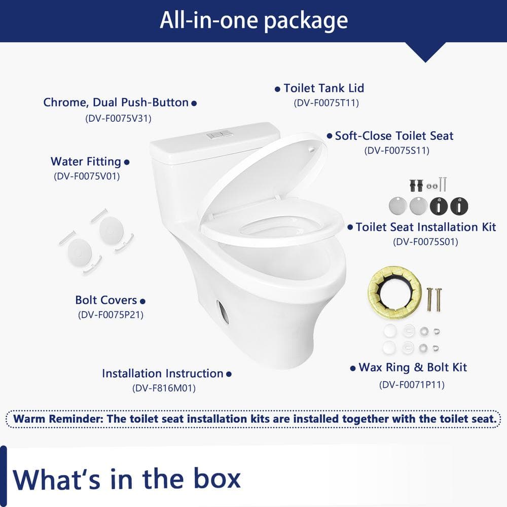 White Elongated One-Piece Dual Flush High Efficiency Toilet