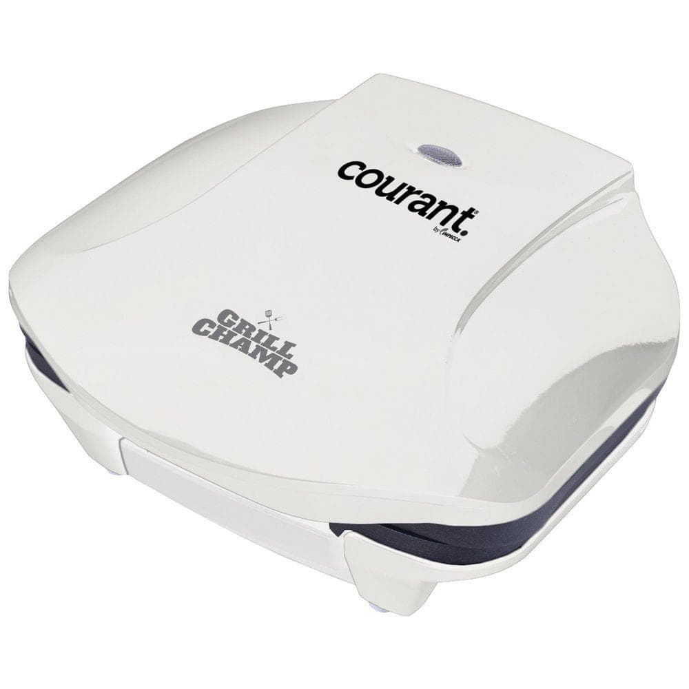 2-Serving Classic Plate Electric Indoor Grill and Panini Press, Contact Grill Champ, White