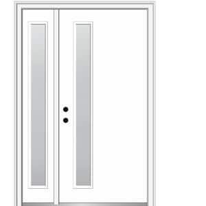 Viola 48 in. x 80 in. Right-Hand Inswing 1-Lite Frosted Glass Primed Fiberglass Prehung Front Door on 4-9/16 in. Frame
