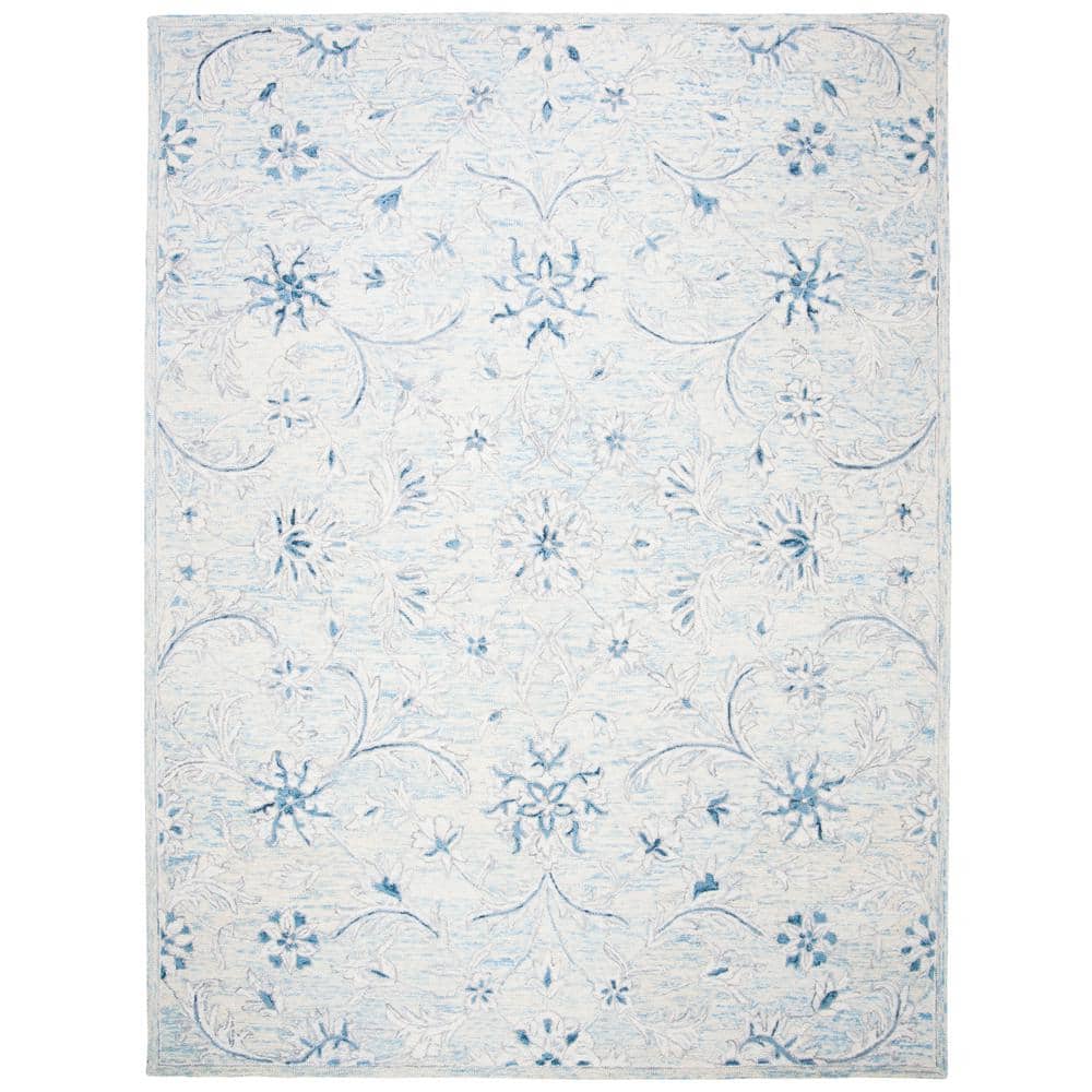 SAFAVIEH MicroLoop Light Blue/Ivory 8 ft. x 10 ft. Geometric Area Rug
