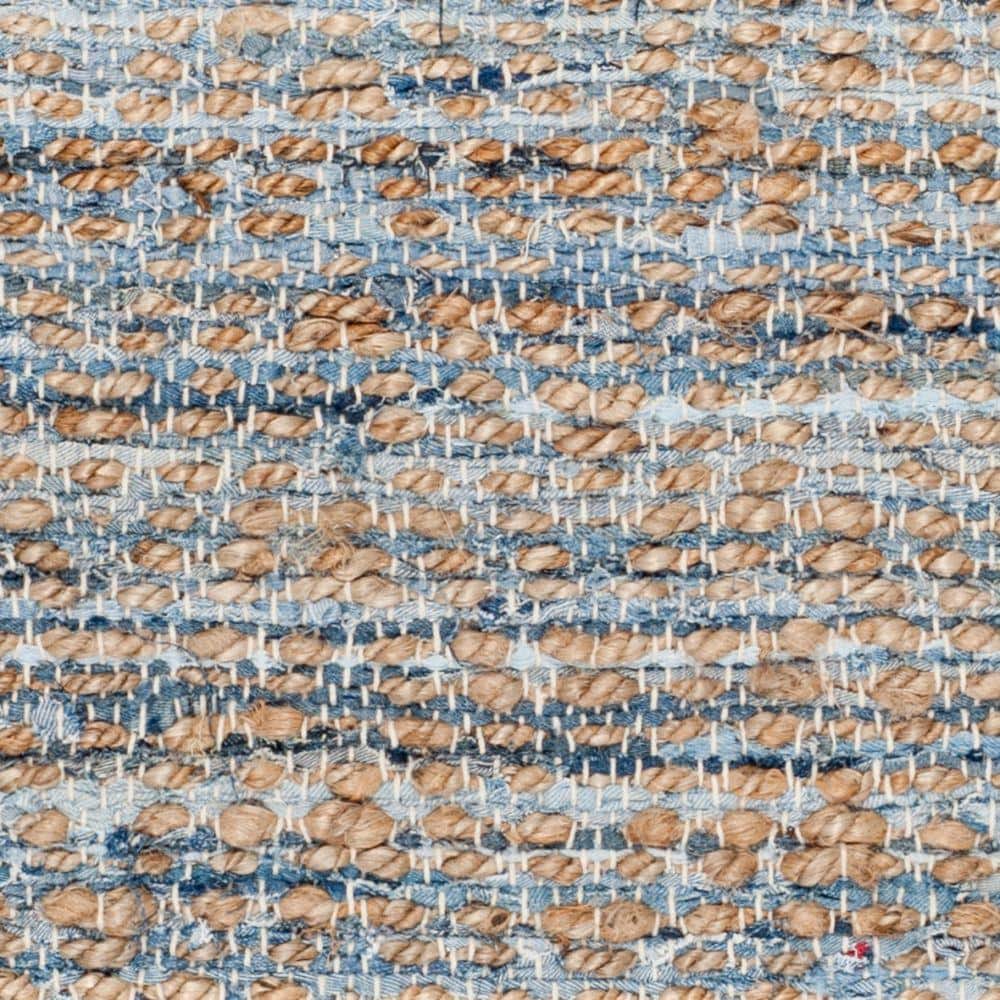 Cape Cod Blue and Natural Hand-Knotted Jute Area Rug